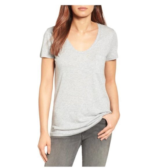 NWOT CASLON Grey Scoop Neck with Pocket Tee (XS) - Picture 8 of 8